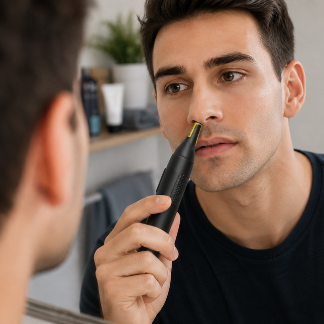 Nose Hair Trimmer for Men and Women, Cordless Eyebrow Trimmer with LED Light, Precision Ear and Mustache Hair Trimmer
