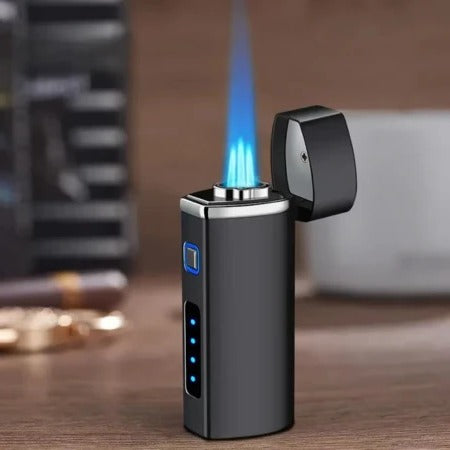 Triple Jet Flame Lighter with USB Rechargeable Design | Stylish Metal Ignition for Candles and Cigars 0