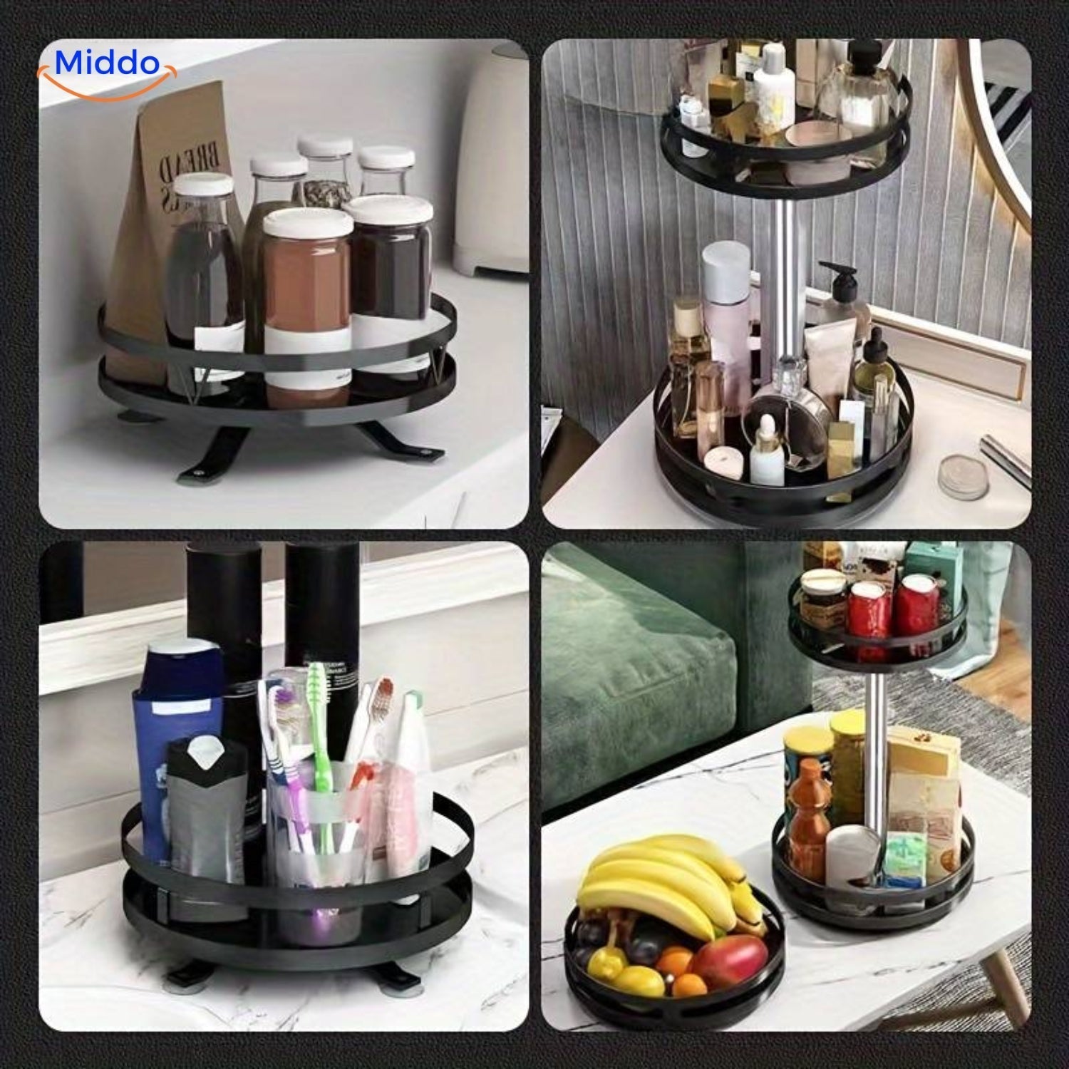 TwistRack | Rotating Storage Shelf with Adjustable Height & 360° Access | Space-Saving Organizer for Home 3