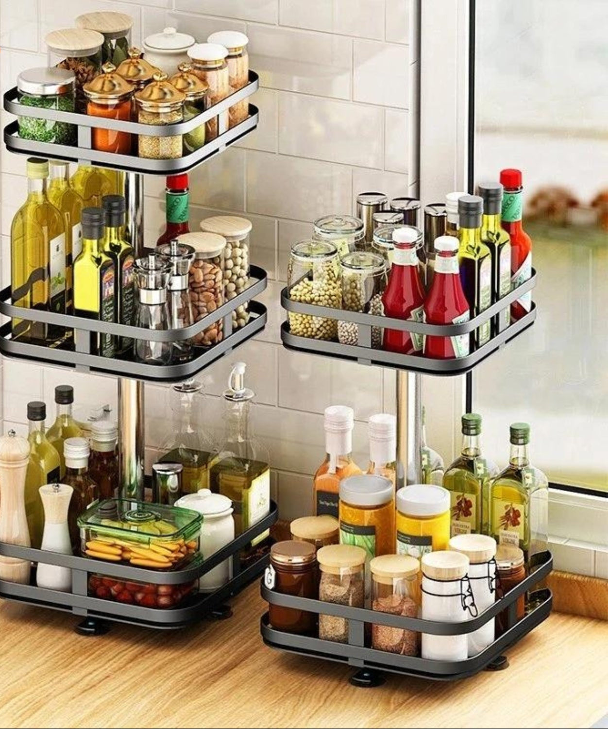 TwistRack | Rotating Storage Shelf with Adjustable Height & 360° Access | Space-Saving Organizer for Home 8
