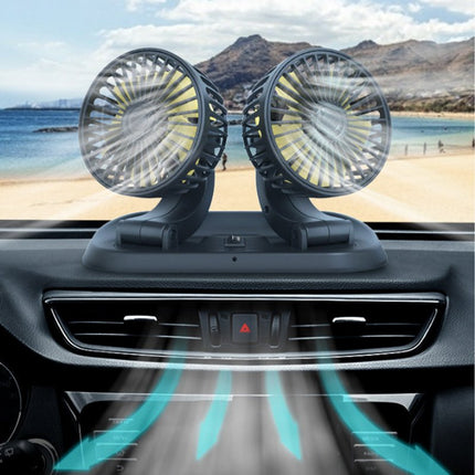 Car Cooling Fan, Car Fan with Dual Head and 360 Degree Rotation
