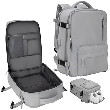 Womens Travel Backpack 35L Waterproof Nylon USB Charging Port Anti Theft Laptop Cabin Bag with Shoe Pocket