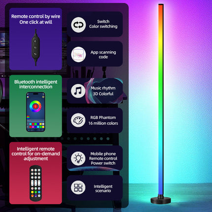 Floor Lamp for Bedroom, RGB Corner Floor Lamp with App and Remote Control – image 4