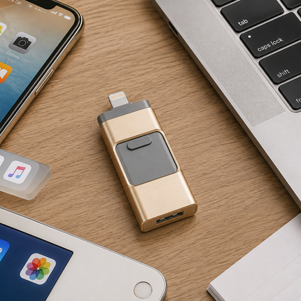 4 in 1 USB Flash Drive 32GB for iPhone, Android and PC, Photo Stick Memory Stick with Lightning, USB-C, Micro USB and USB-A