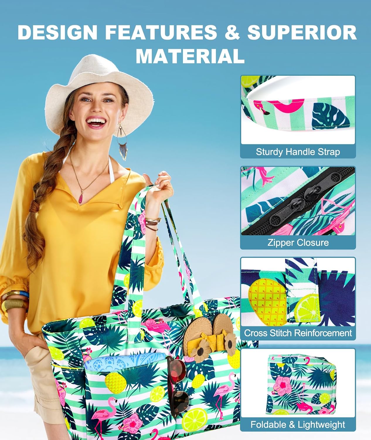 Ultimate Beach Tote | Extra Large Waterproof Bag with Wet Compartment for Organized Outdoor Fun 4