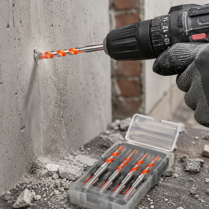 Drill Bits for Concrete, Tile, Glass, Metal and Wood, Twist Drill Bit with Anti Slip Shank, Masonry Drill Bit 6 to 12mm