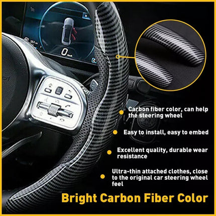 Steering Wheel Covers, Carbon Fiber Car Steering Wheel Cover with Non Slip Sweat Resistant Grip – image 8