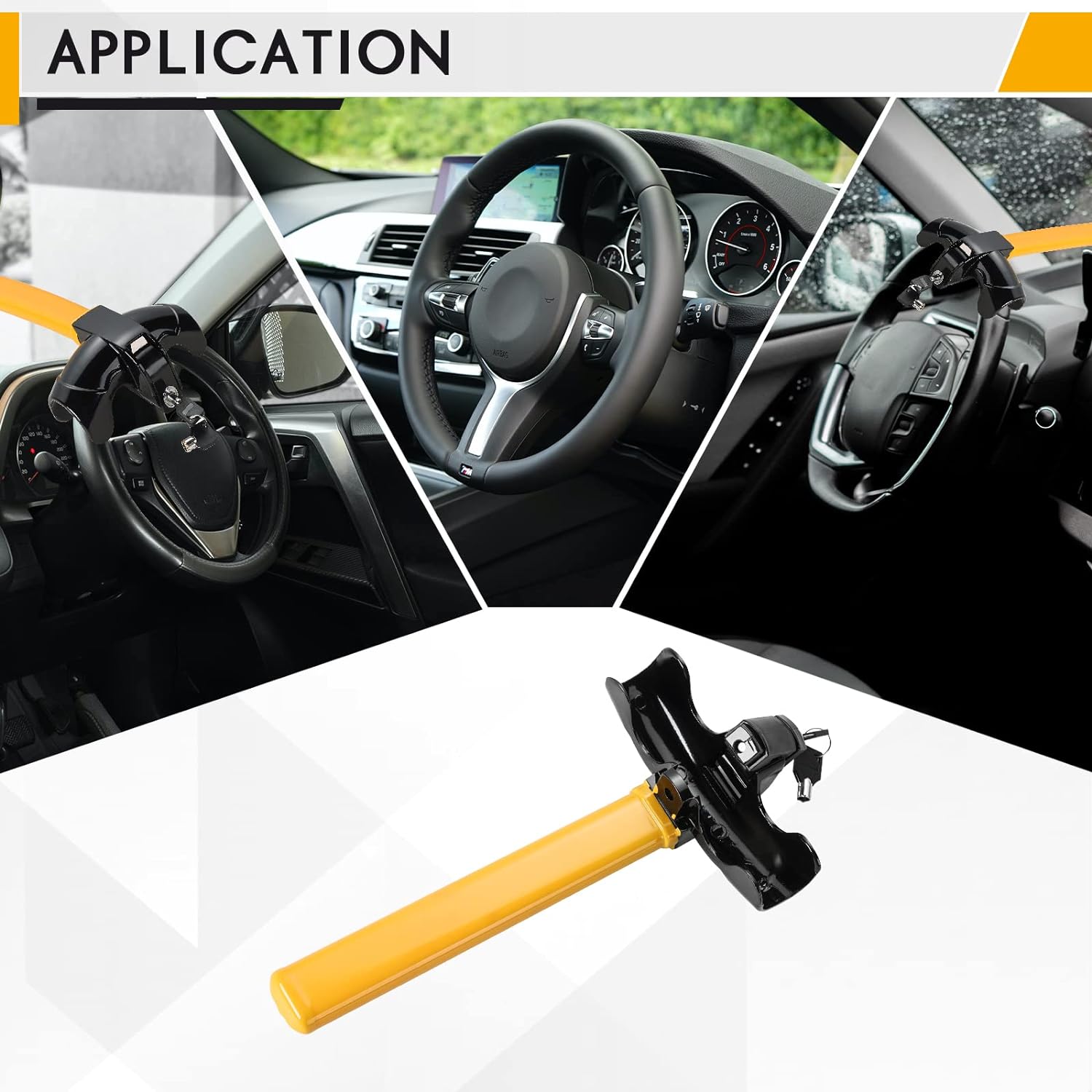 Universal Steering Wheel Lock | Heavy-Duty Anti-Theft Device with Quick Installation | Visible Deterrent for Vehicle Security 3