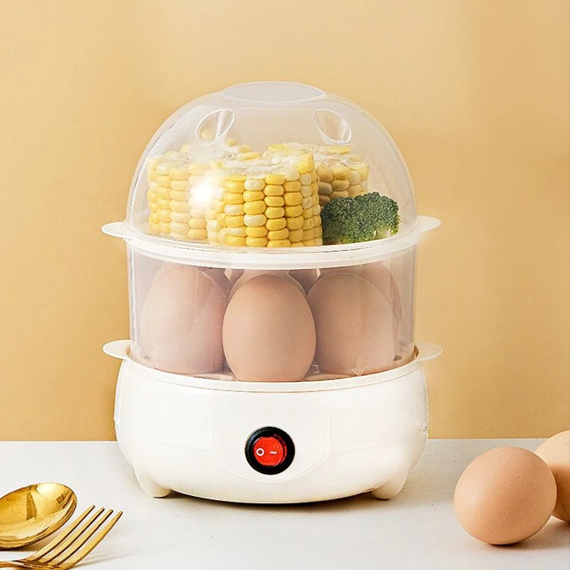 Tuzwa Electric Egg Cooker – Double Layer 350W Egg Steamer with 2-Tier Design for Eggs & Vegetables, 220V