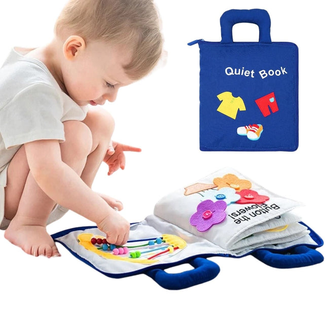 Baby Book, Montessori Book with Crinkle Tabs, Soft Cloth Sensory Book for Babies, Montessori Toy and Baby Gift