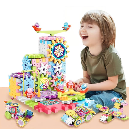 Building Blocks Kit for Kids 263 Pieces, Gear Building Toys with Motor, Construction Toys for Boys, Toys for Girls