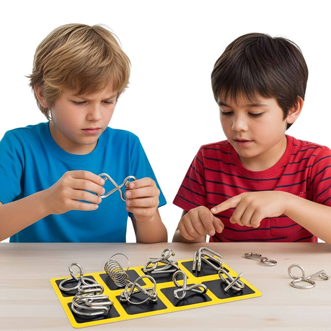Brain Teaser Puzzles, Metal Puzzles Set of 8 for Kids and Adults, Metal Wire Brain Teasers, IQ Puzzle Game