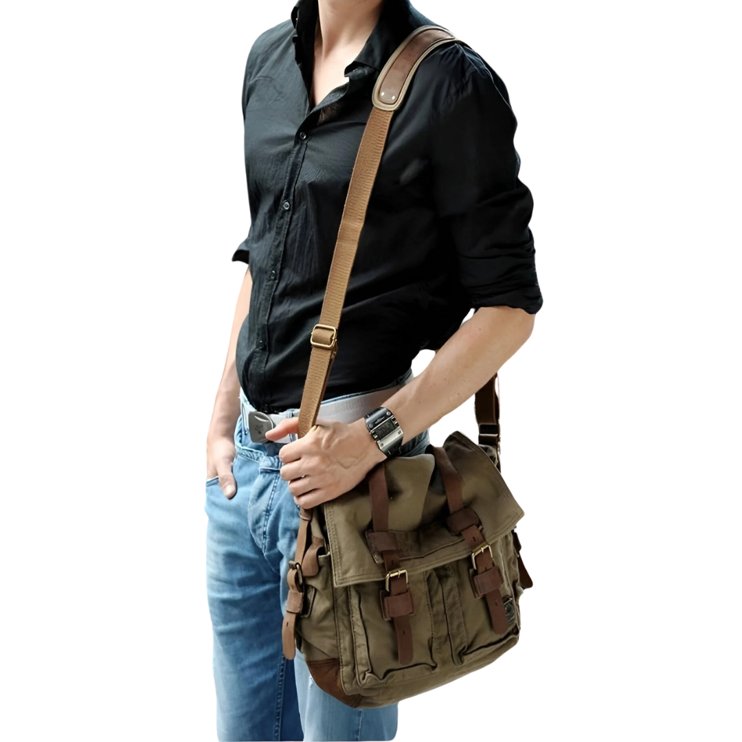 UrbanTrail | Men's Canvas Crossbody Bag with Spacious Storage | Versatile Design for Adventure and City Use 4