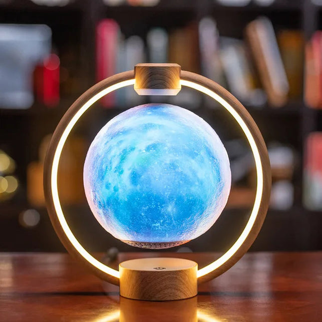 Levitating Moon Lamp, 3D Printed Moon Lamp with Wooden Base and Remote, Multicolor Floating Lamp, Unique Home Decor