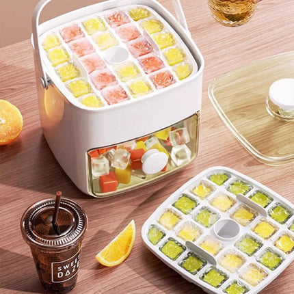 Ice Cube Tray with Lid and Bin, Mini Ice Cube Tray 2 Layer Push Out