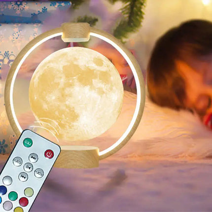 3D Printed Moon Lamp with Wooden Base and Remote, Levitating Moon Lamp – image 5