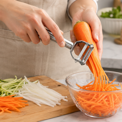 Julienne Peeler and Vegetable Slicer, Dual Blade Peeler for Wide Strips, Razor Sharp Salad Slicer, Dishwasher Safe