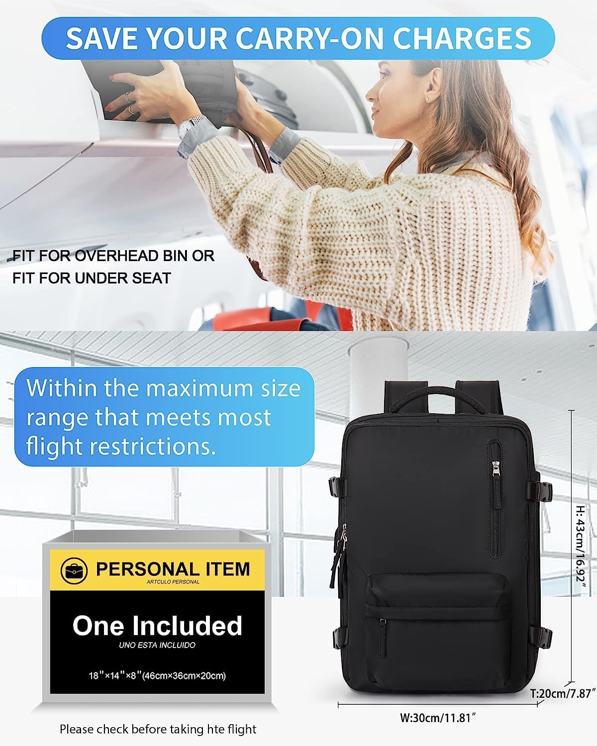 Versatile 40L Waterproof Travel Backpack with USB Port & Shoe Compartment for Organized Travel 5
