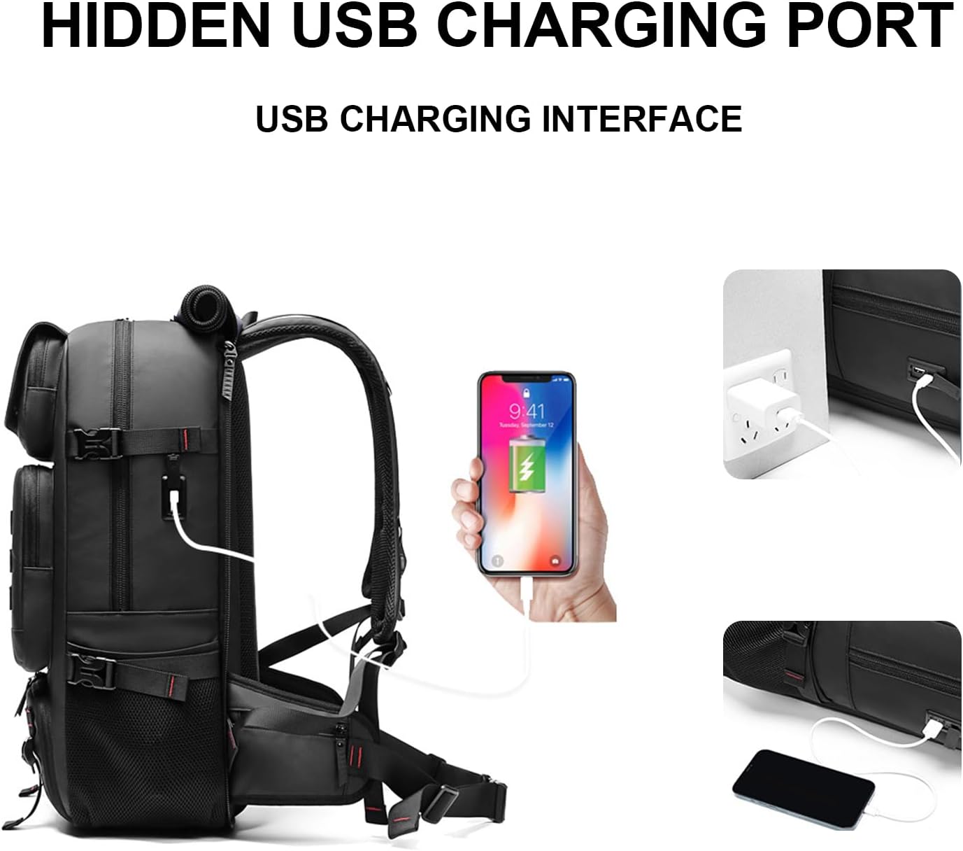 Versatile 50L Waterproof Travel Backpack with USB Charging & Shoe Compartment 4