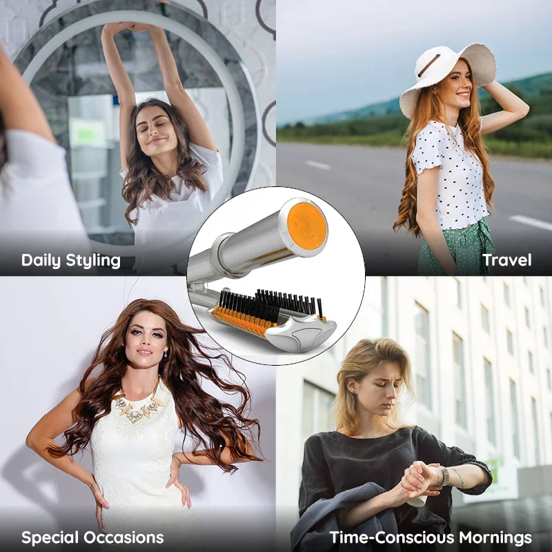 Versatile Hair Styling Tool | 2 in 1 Rotating Iron Hair Brush with Rapid Heating for Effortless Waves and Sleek Strands 6