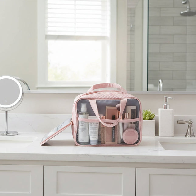 Versatile Hanging Makeup Bag | Travel Cosmetic Organizer with Fold-Out Design for Easy Access 1