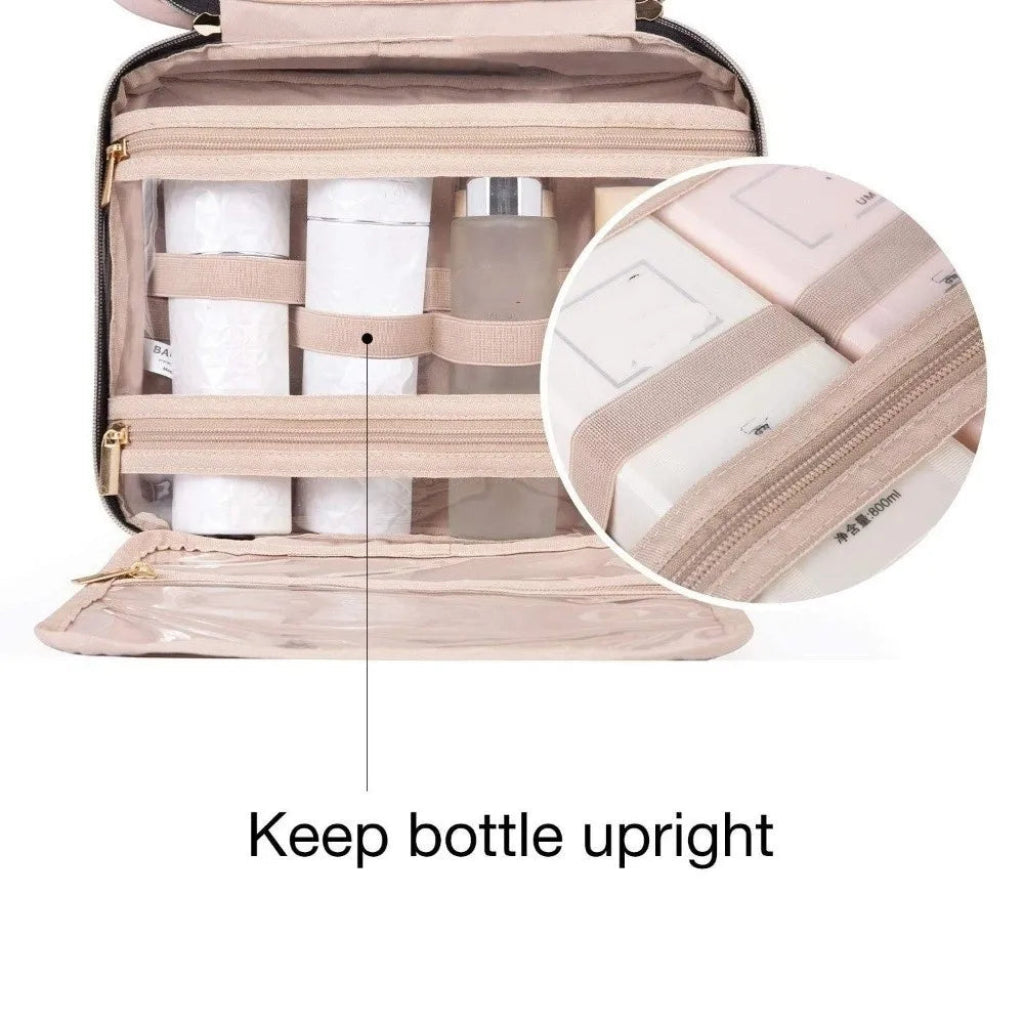 Versatile Hanging Makeup Bag | Travel Cosmetic Organizer with Fold-Out Design for Easy Access 2
