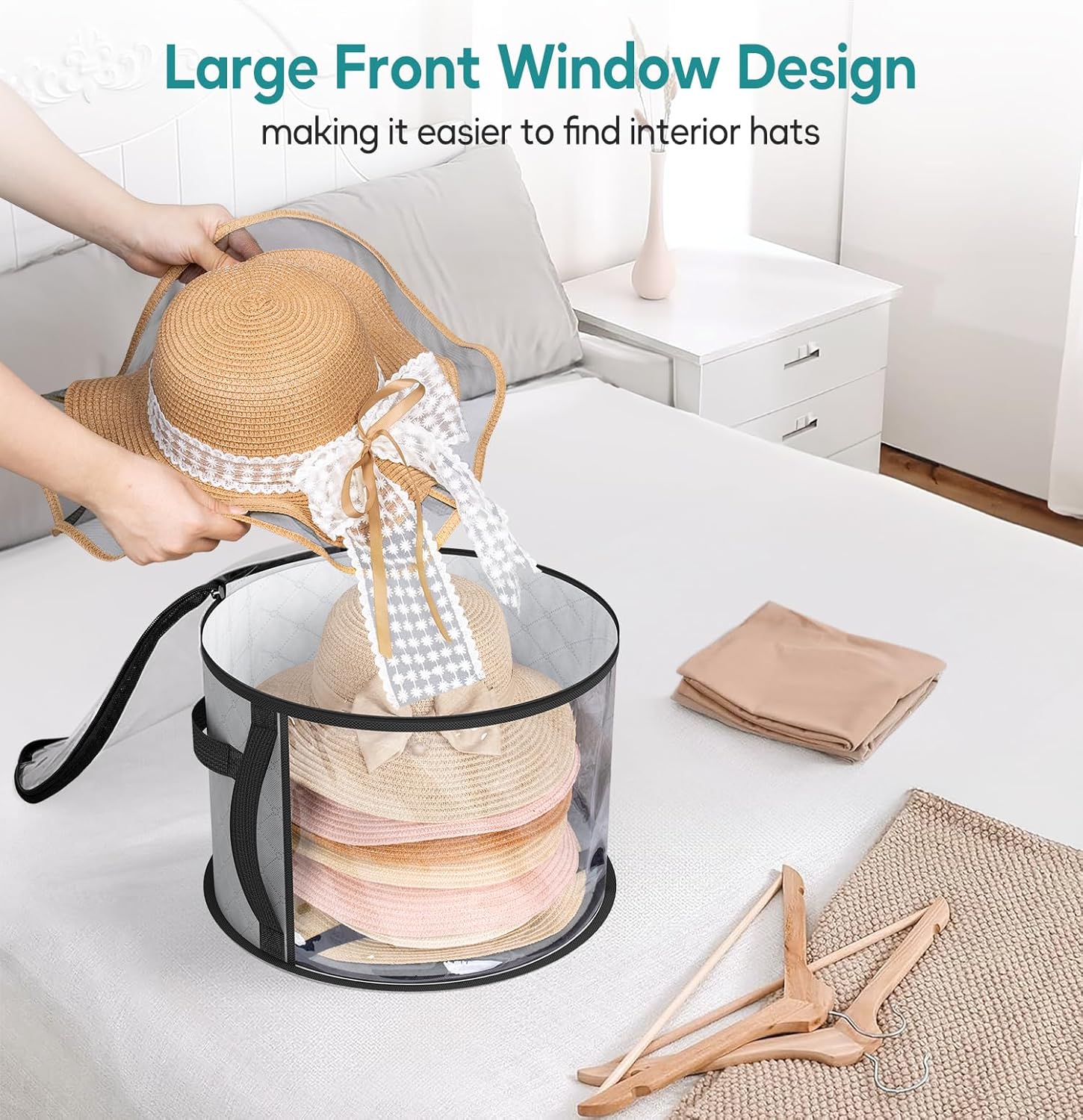 Versatile Hat Storage Bag | Large Clear Organizer with Dual Zipper for Easy Access 2