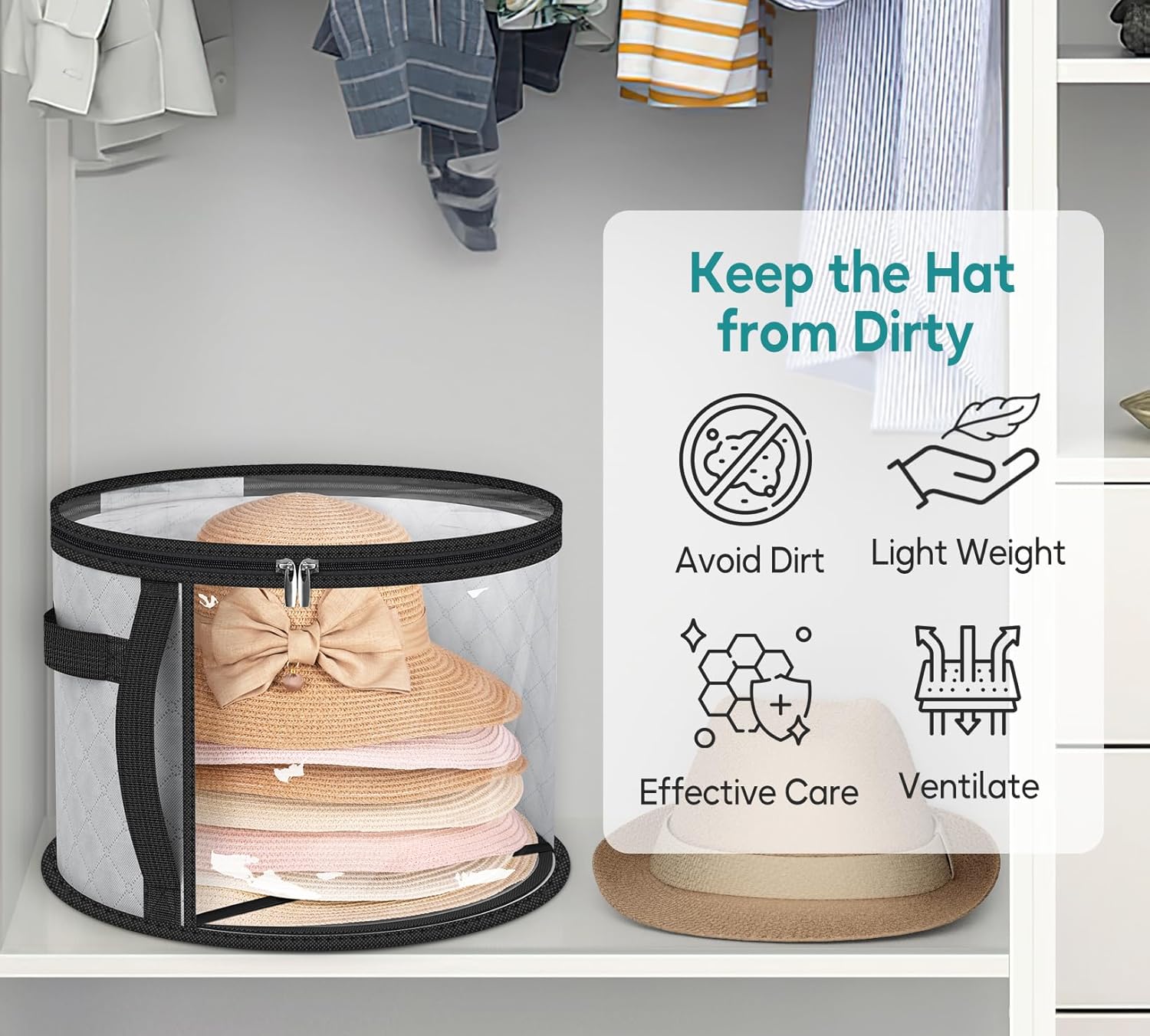 Versatile Hat Storage Bag | Large Clear Organizer with Dual Zipper for Easy Access 3
