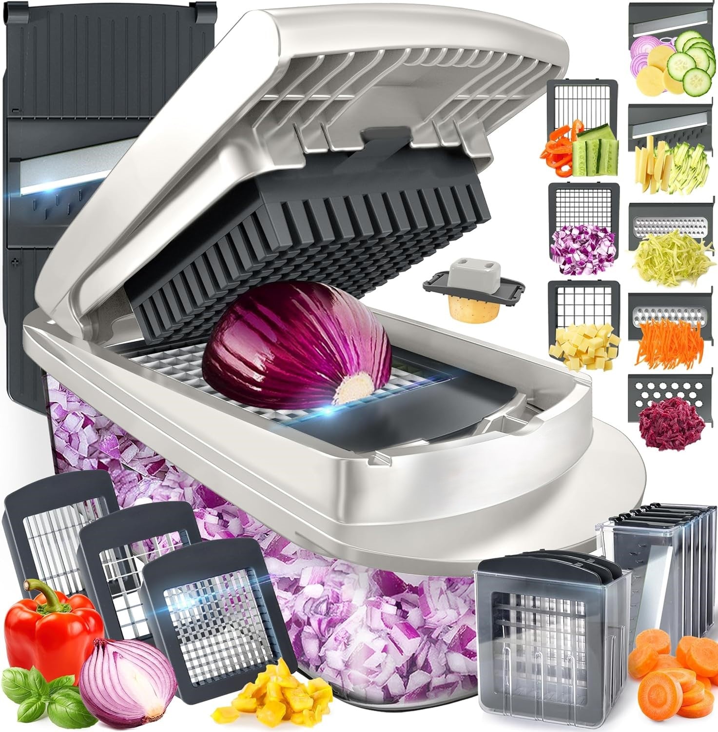 Versatile Kitchen Tool | 10-in-1 Vegetable Slicer with 8 Blades | Efficient Cutting and Grating for Quick Meal Prep 0