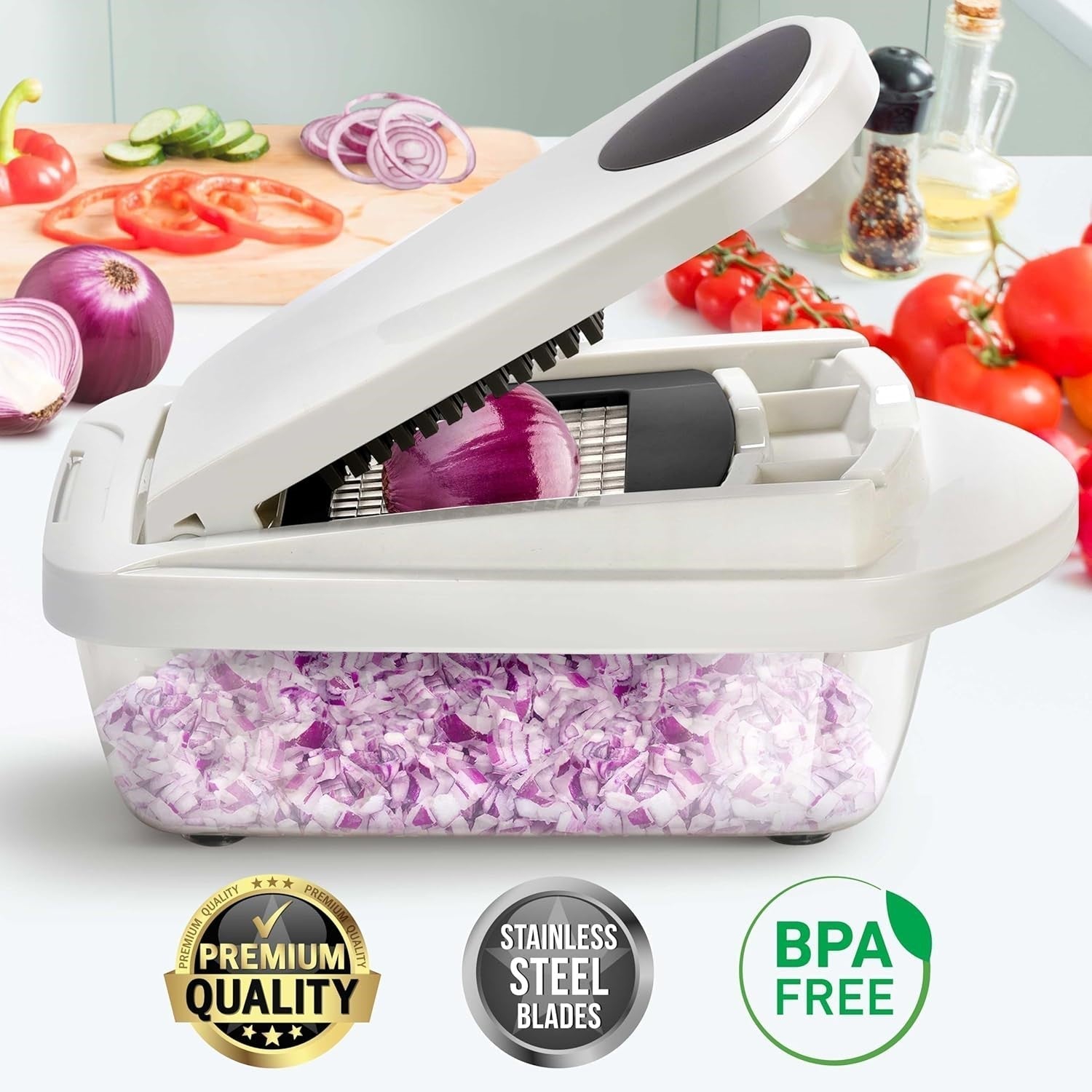Versatile Kitchen Tool | 10-in-1 Vegetable Slicer with 8 Blades | Efficient Cutting and Grating for Quick Meal Prep 8