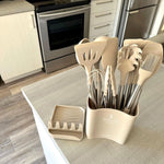 Versatile Kitchen Utensil Set | Heat-Resistant Silicone Tools with Storage Bucket for Safe Cooking 1
