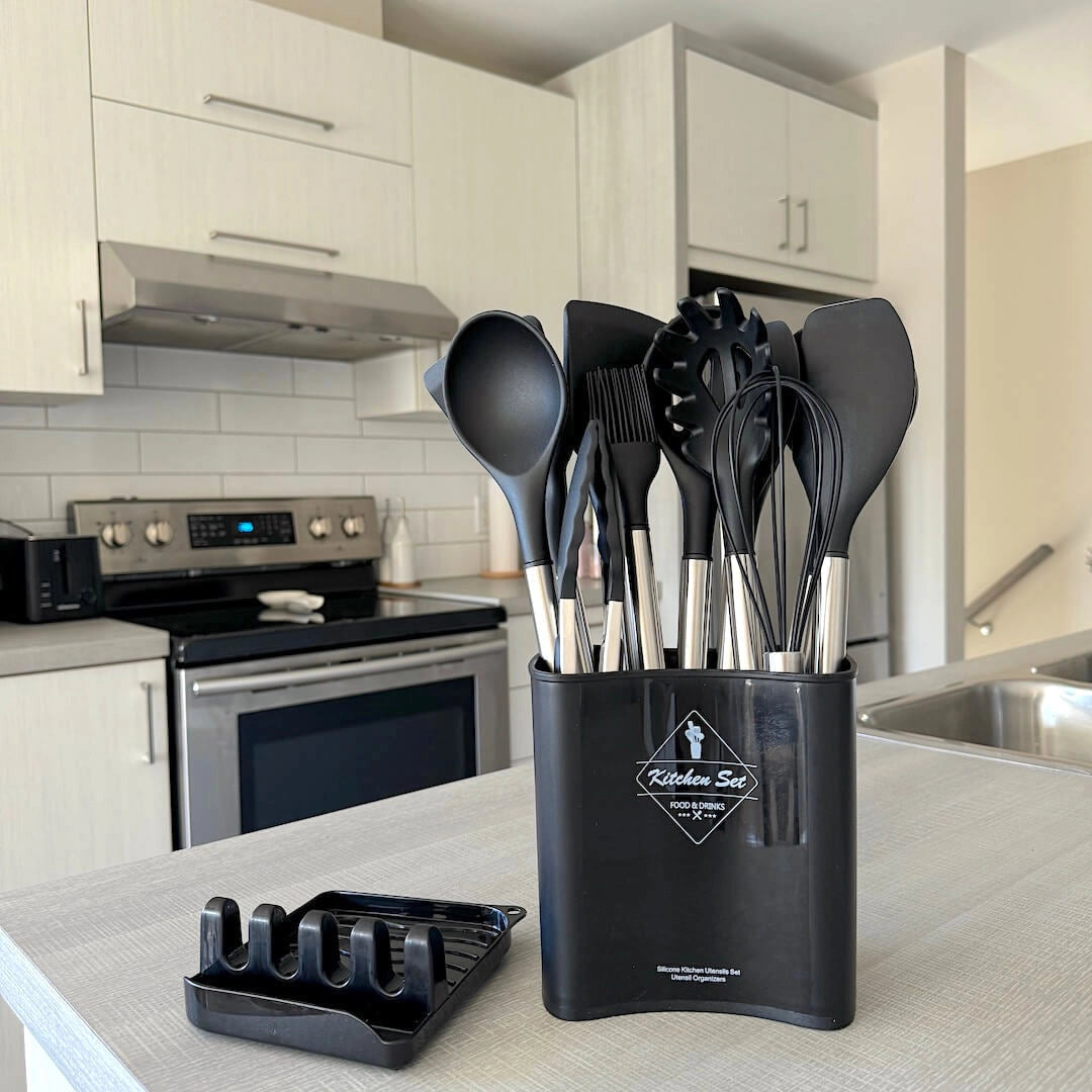 Versatile Kitchen Utensil Set | Heat-Resistant Silicone Tools with Storage Bucket for Safe Cooking 7