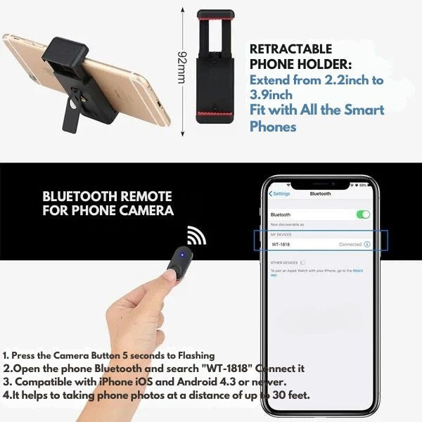 Versatile Phone Tripod | Extendable Selfie Stick with Bluetooth Remote for Steady Photos and Videos 4