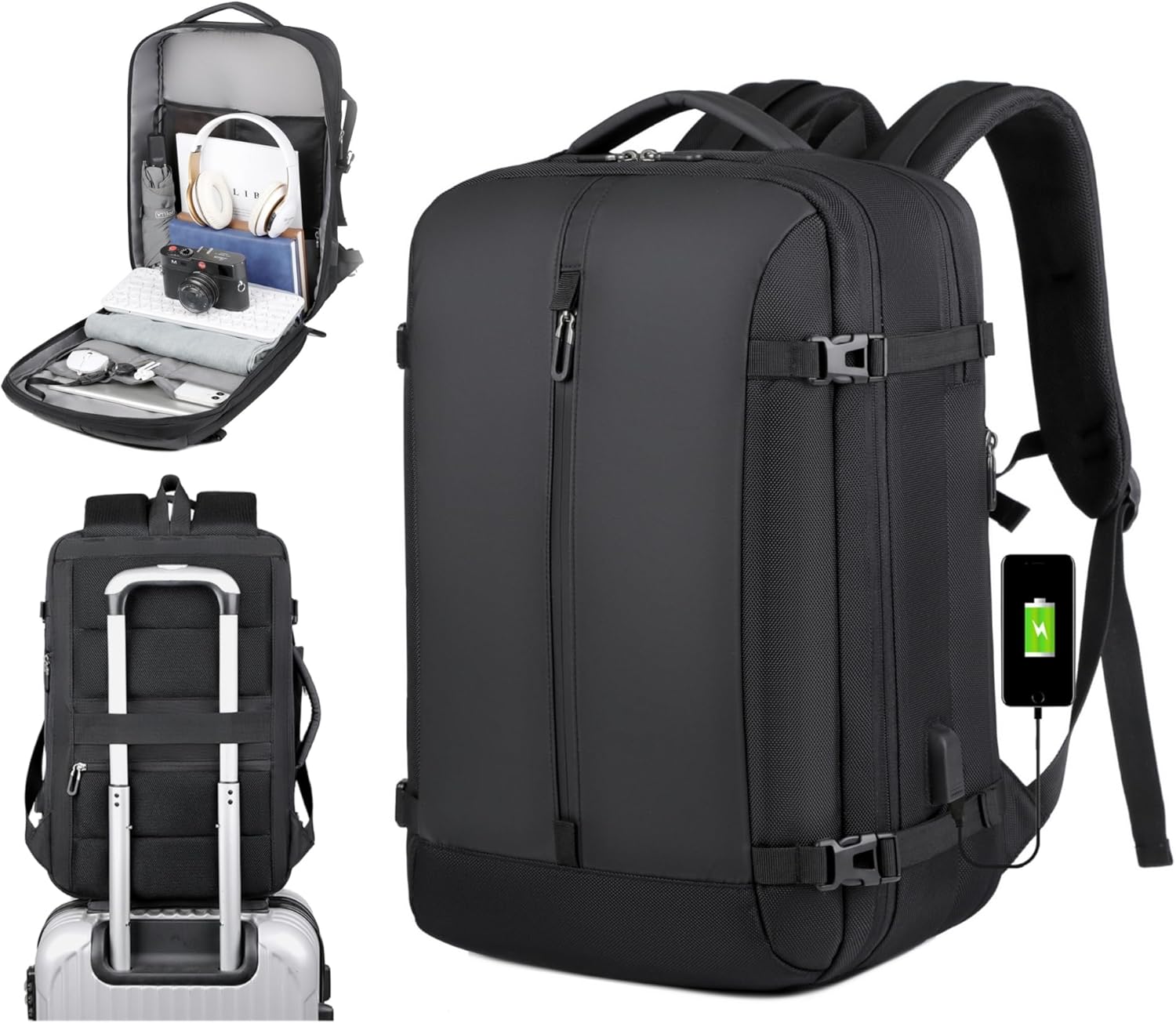 Versatile Travel Backpack | 40L Expandable Waterproof Design with USB Port | 17 Laptop Sleeve for Secure Storage 0