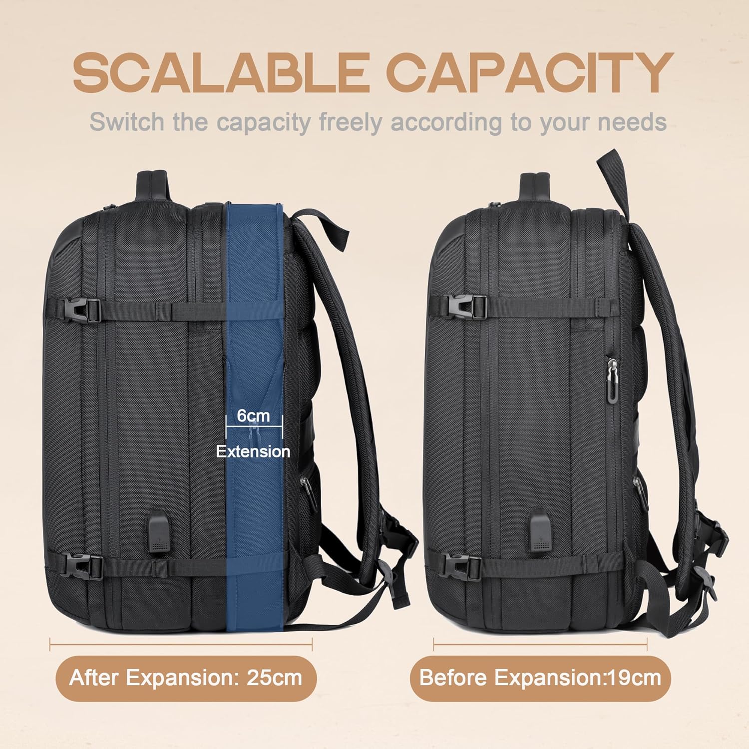 Versatile Travel Backpack | 40L Expandable Waterproof Design with USB Port | 17 Laptop Sleeve for Secure Storage 2