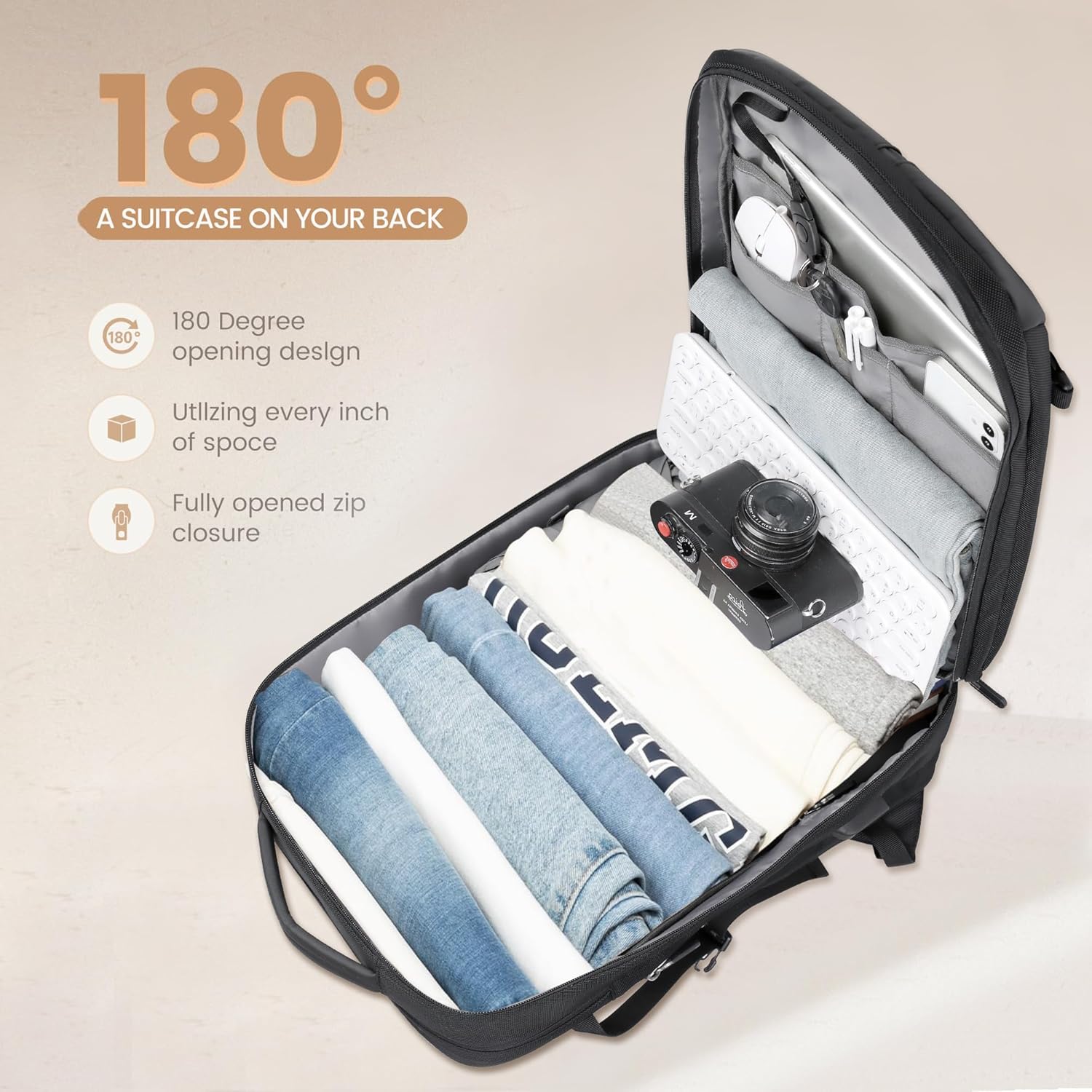 Versatile Travel Backpack | 40L Expandable Waterproof Design with USB Port | 17 Laptop Sleeve for Secure Storage 4