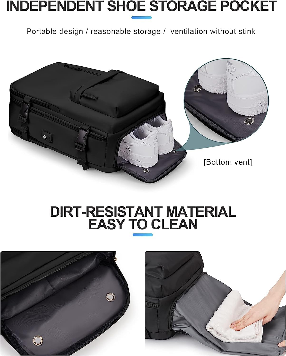 Versatile Waterproof Travel Backpack with Shoe Compartment & USB Port for Organized Adventures 4