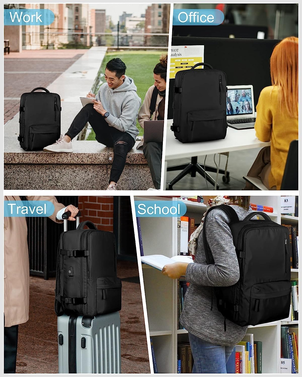 Versatile Waterproof Travel Backpack with Shoe Compartment & USB Port for Organized Adventures 6