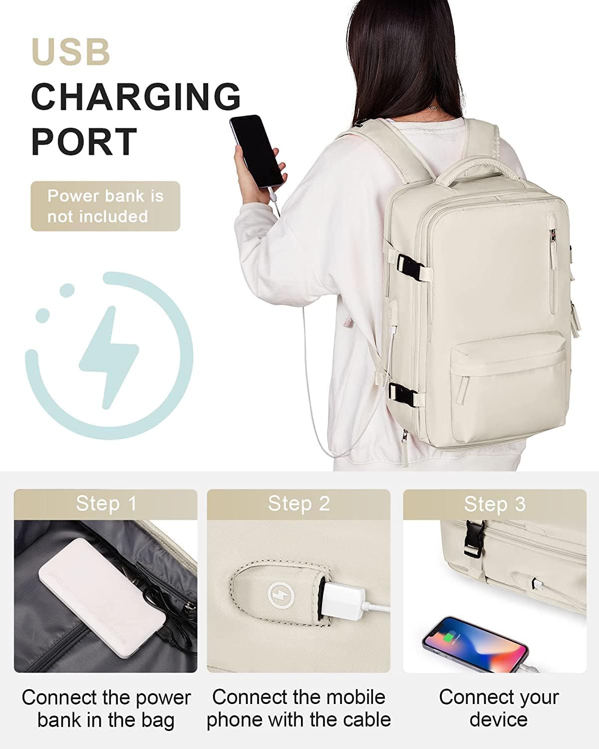 Versatile Waterproof Travel Backpack with Shoe Compartment & USB Port for Organized Adventures 8