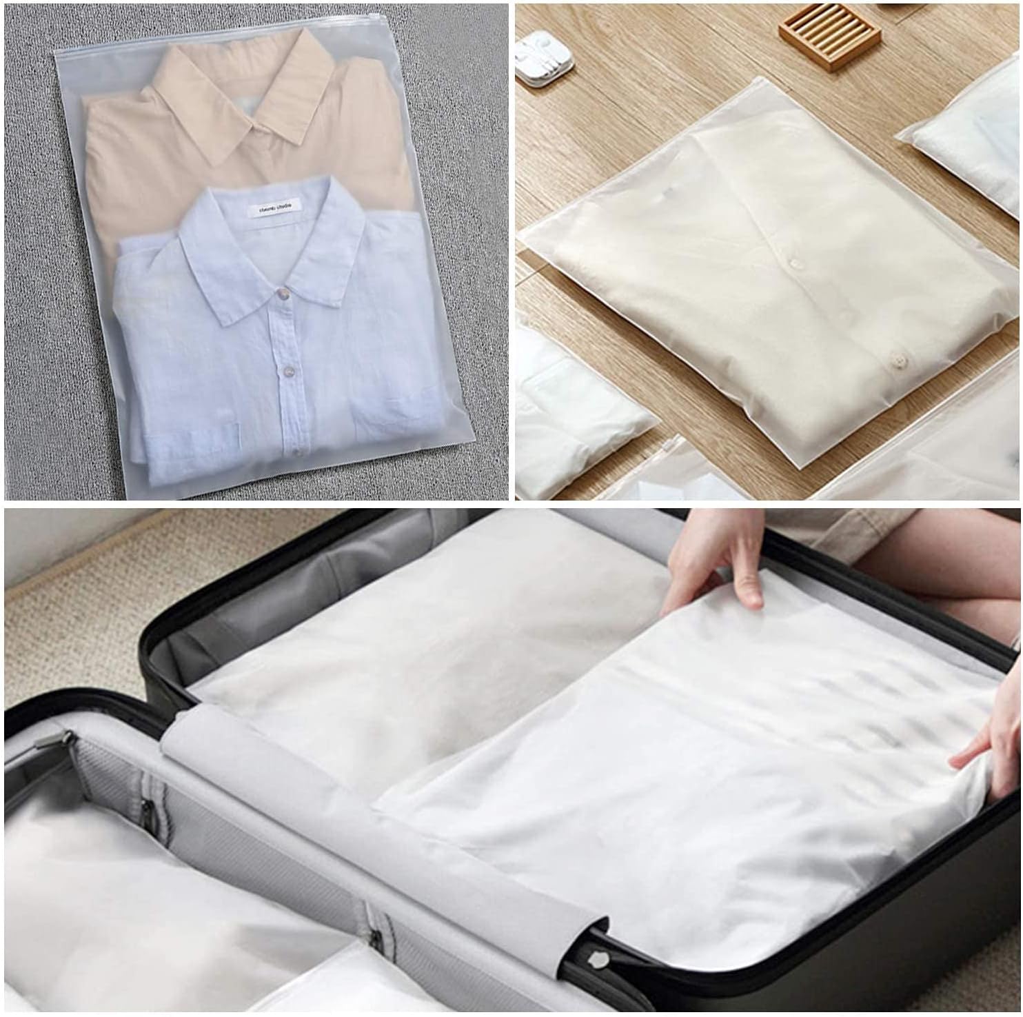 Versatile Zip Storage Bags | 20-Pack Frosted EVA Garment Sleeves with Ventilation Holes | Durable and Waterproof for Organizing 3