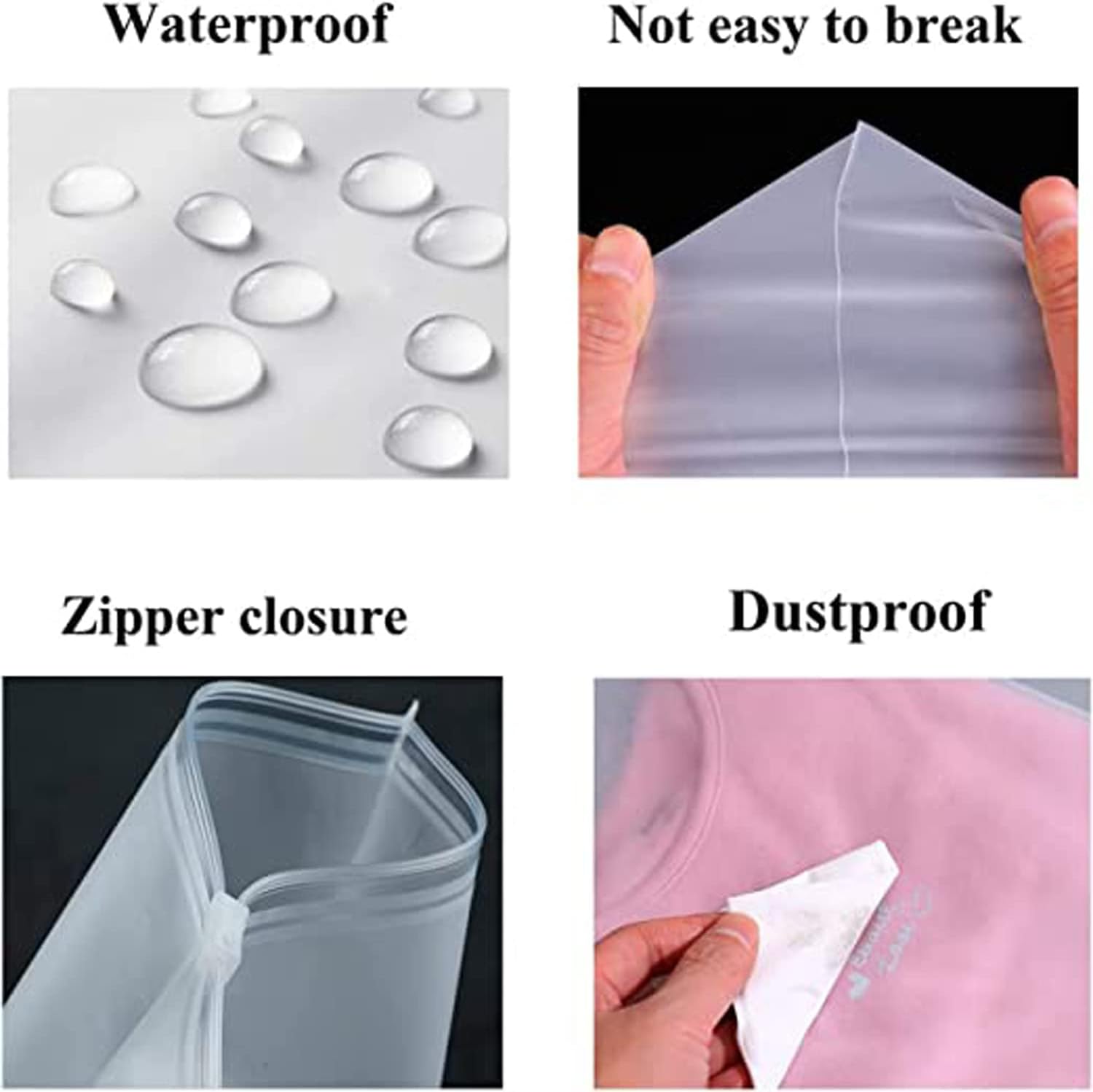 Versatile Zip Storage Bags | 20-Pack Frosted EVA Garment Sleeves with Ventilation Holes | Durable and Waterproof for Organizing 8