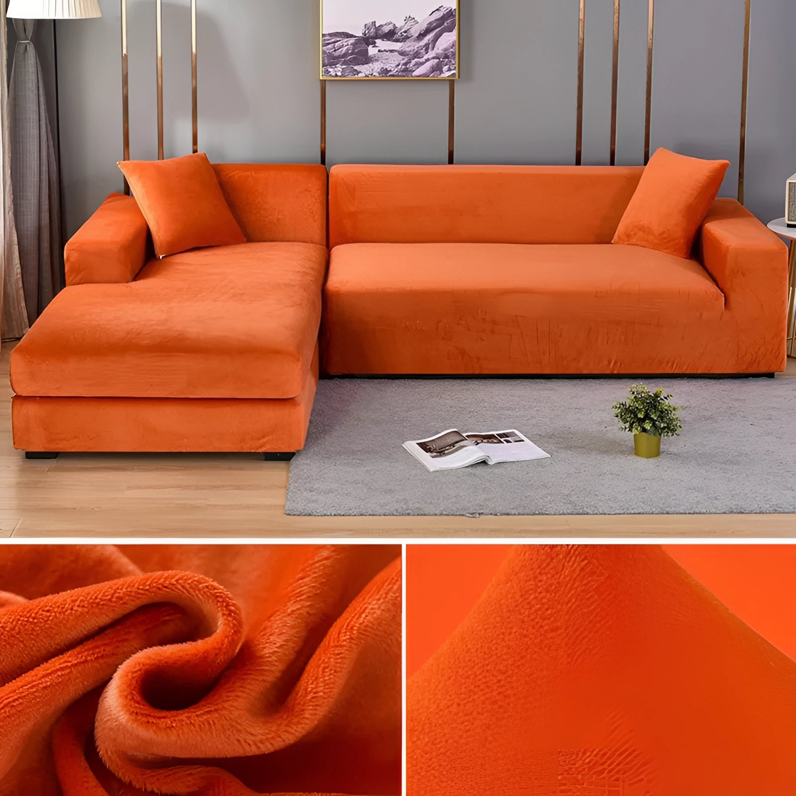 Vexa | Modern Velvet Sectional Sofa Cover with Stretchable Fabric | Elegant Protection for Your Furniture 15