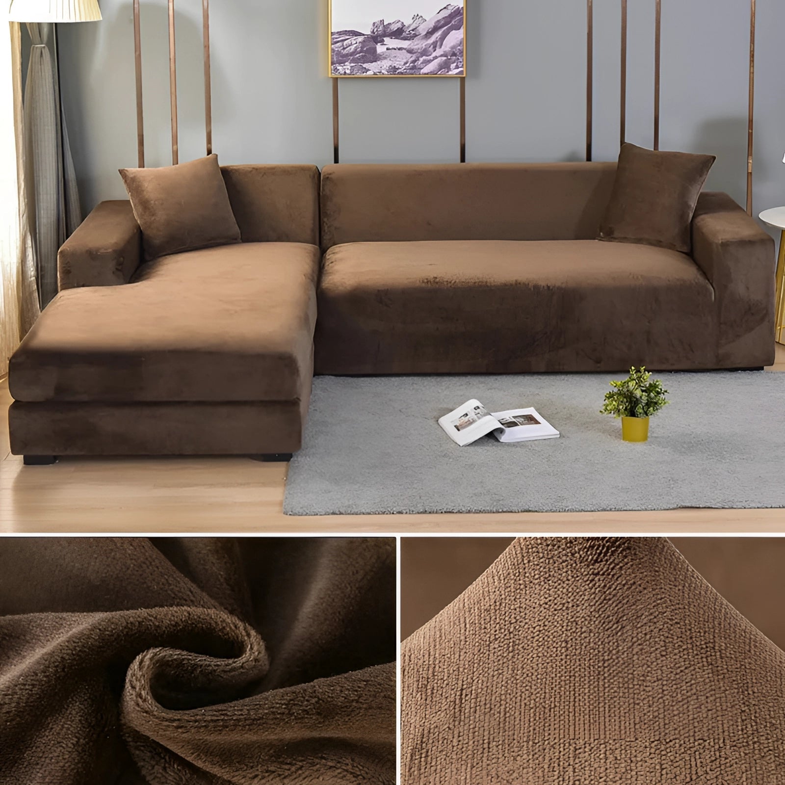 Vexa | Modern Velvet Sectional Sofa Cover with Stretchable Fabric | Elegant Protection for Your Furniture 4