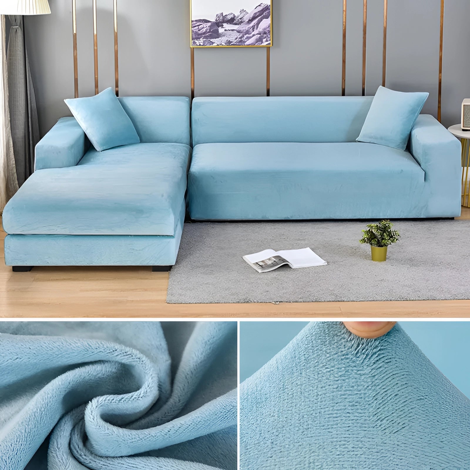 Vexa | Modern Velvet Sectional Sofa Cover with Stretchable Fabric | Elegant Protection for Your Furniture 8