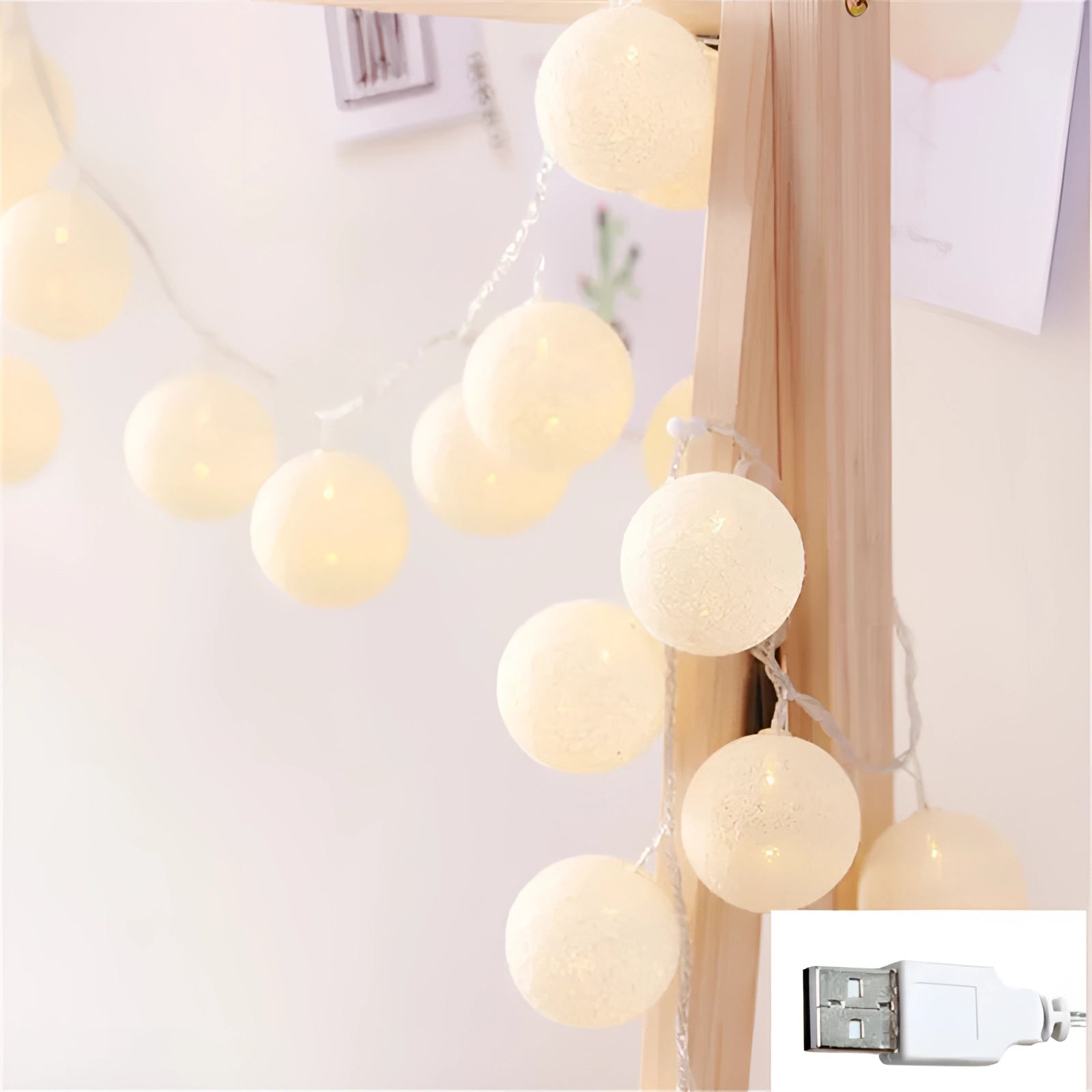 Vibrant LED String Lights | Multicolor Cotton Ball Design with USB & Battery Options | Perfect for Cozy Ambiance 10