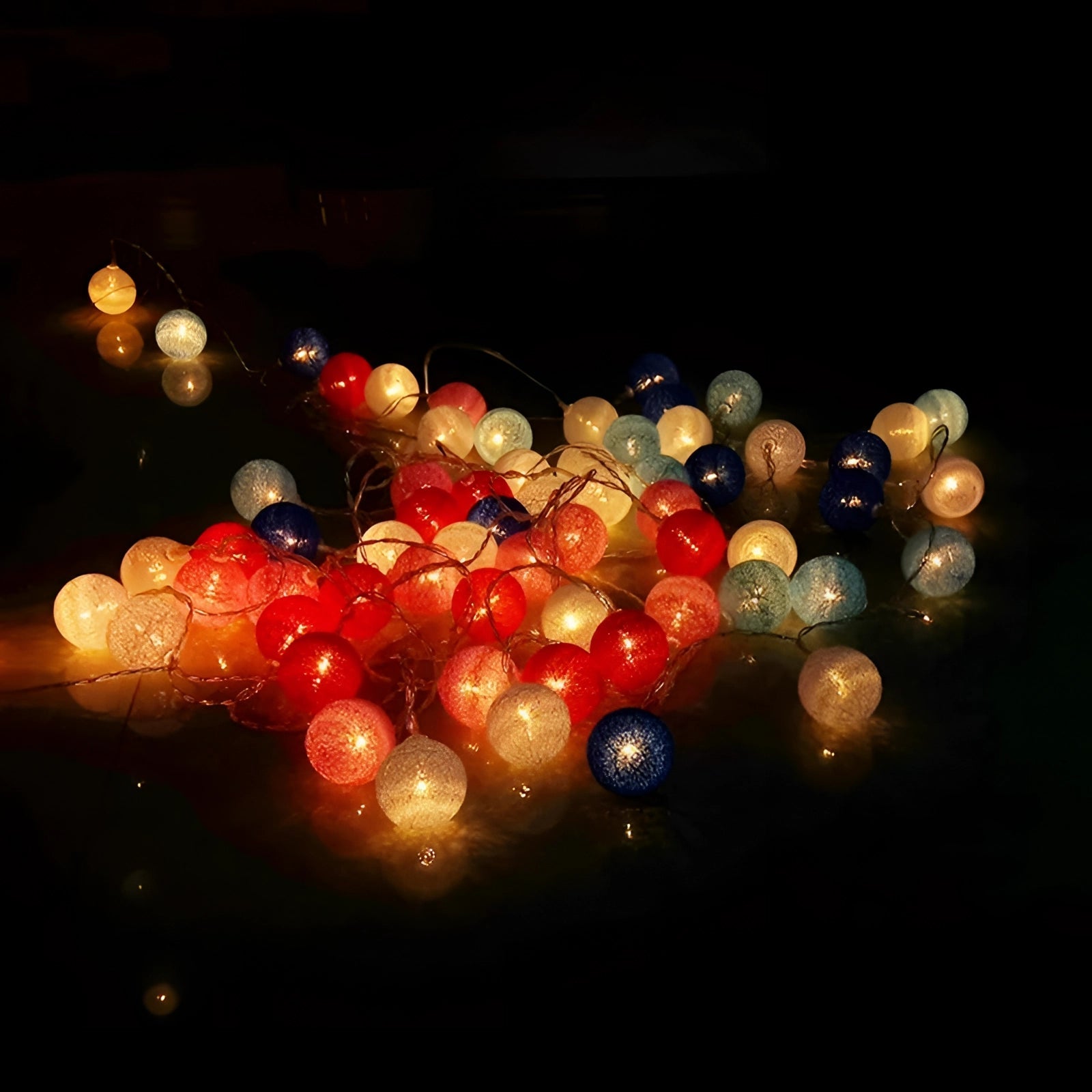 Vibrant LED String Lights | Multicolor Cotton Ball Design with USB & Battery Options | Perfect for Cozy Ambiance 3