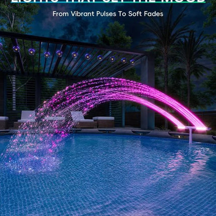 Vibrant Solar Pool Fountain with RGB LED Lights & Remote Control | Dual Arch Design for Stunning Nighttime Displays 0
