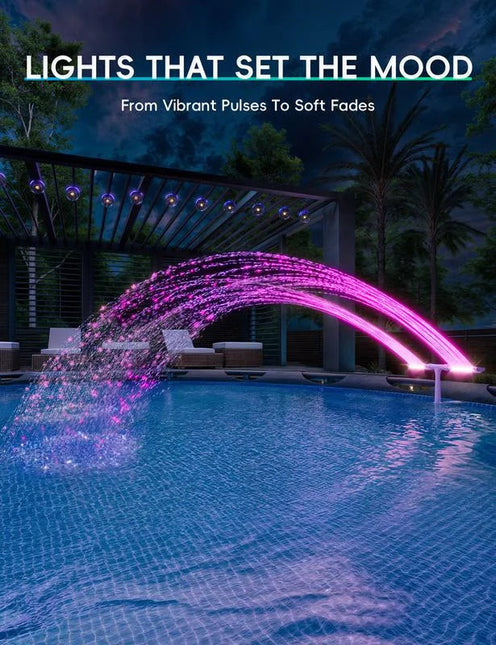 Vibrant Solar Pool Fountain with RGB LED Lights & Remote Control | Dual Arch Design for Stunning Nighttime Displays 0