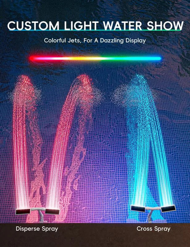 Vibrant Solar Pool Fountain with RGB LED Lights & Remote Control | Dual Arch Design for Stunning Nighttime Displays 2
