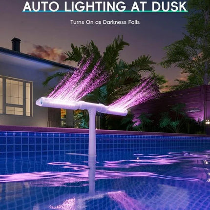 Vibrant Solar Pool Fountain with RGB LED Lights & Remote Control | Dual Arch Design for Stunning Nighttime Displays 3